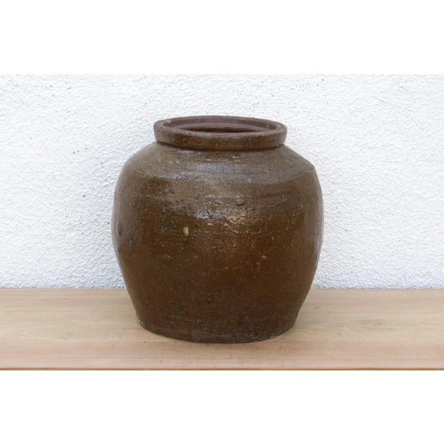 Asian Antique Brown Glazed Storage Jar For Sale - Image 3 of 10