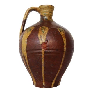 Rare 19th Century, Portuguese Jug With Handle, Tin-Glazed Earthenware, Pottery For Sale