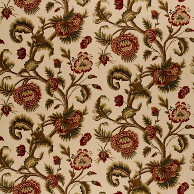 Sample - Schumacher Jacobean Printed Crewel Fabric in Burnish Sage For Sale