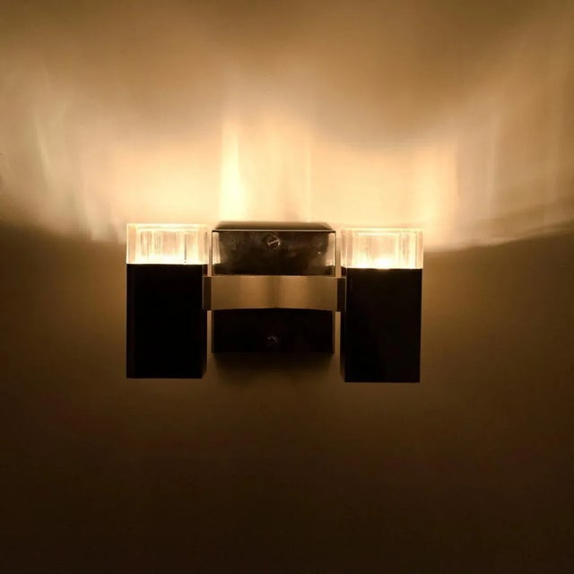 Wall Sconces in Metric Chrome by Gaetano Sciolari, 1960s, Set of 2 For Sale - Image 11 of 13