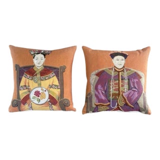 Yves Delorme Iosis Chinoiserie Ancestor Pillows - Set of 2 For Sale