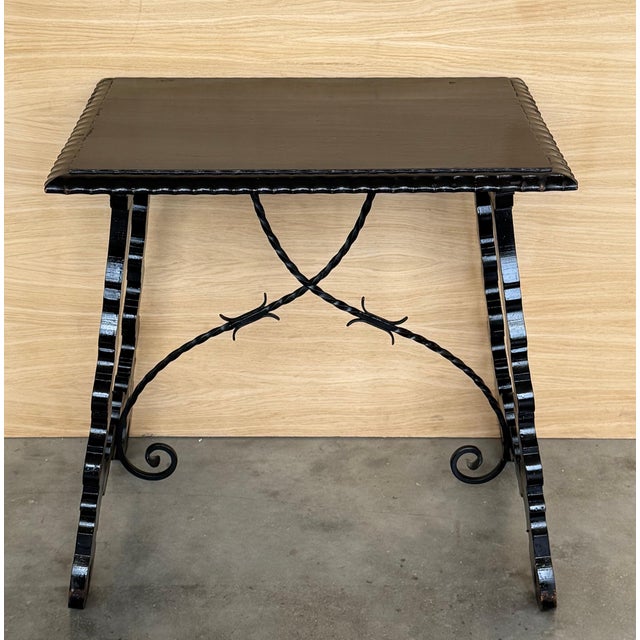 19th Century Ebonized Baroque Spanish Side Table with Lyre Legs For Sale - Image 18 of 18