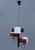 1950s Midcentury Italian Design Esperia Glass White Brass Mahogany Chandelier For Sale - Image 5 of 5