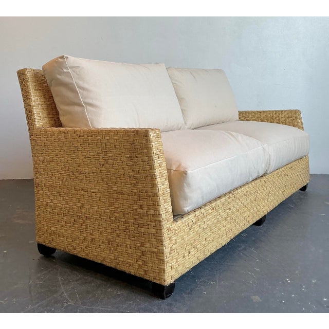 Vintage McGuire Woven Rattan Sofa For Sale - Image 11 of 12