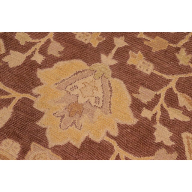 1980s 1980s 1980s Vintage Semi-Vintage Distressed Low-Pile Brown/Tan Wool Rug For Sale - Image 5 of 10