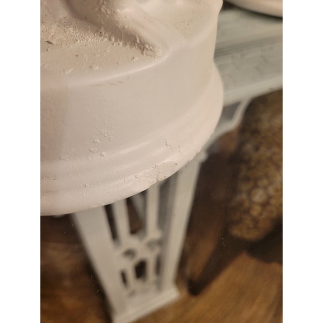 White Vintage White Ceramic Monkey Bananas Tall Catchall Statues Bowls- A Pair For Sale - Image 8 of 8