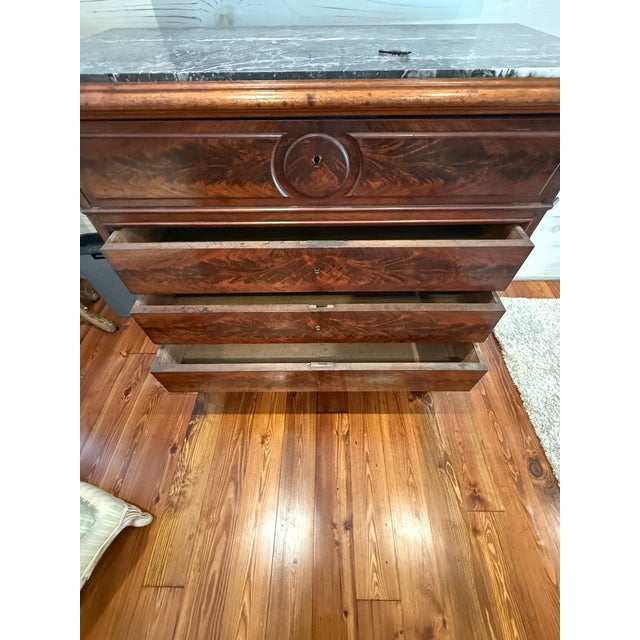Wood 19th Century French Flame Mahogany Marble Top Secretaire a Abattant For Sale - Image 7 of 12