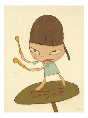 Yoshitomo Nara, Marching on a Butterbur Leaf, 2020, Paper