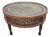 Vintage Moroccan Hand-Carved Wooden Musharabia Coffee Table With Engraved Brass/Copper Tray Top For Sale