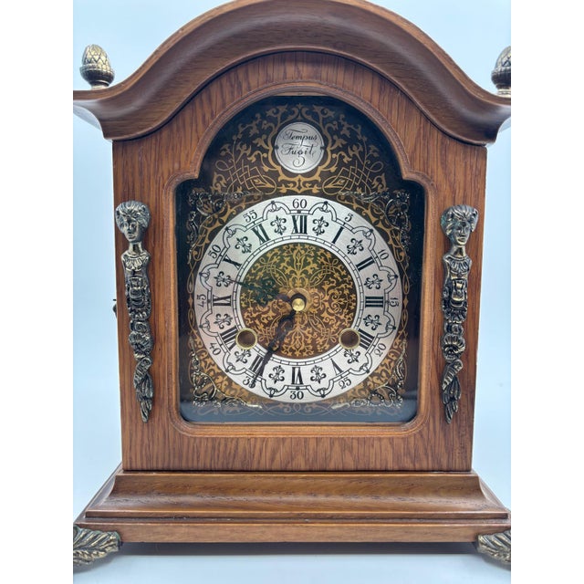 Magnificent vintage Baroque table clock: Approximately 25 cm high and 20 cm wide, with an elaborately crafted wooden case...