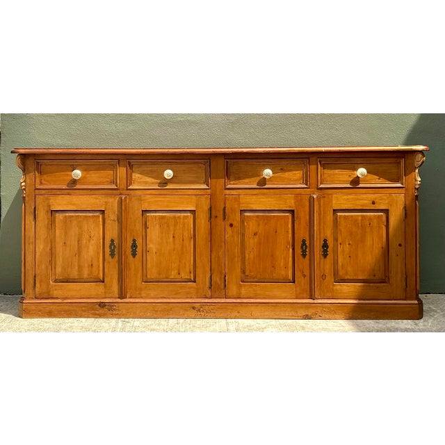Vintage Carved Knotty Pine Credenza For Sale - Image 11 of 12