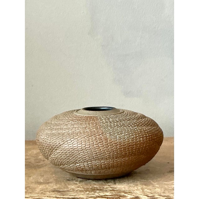 Vintage Boho Snake Skin Original Studio Pottery Vase For Sale - Image 4 of 12