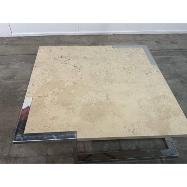 Romeo Rega Romeo Rega for Adriana Asti Marble and Chrome Coffee Table, 1970s For Sale - Image 4 of 7