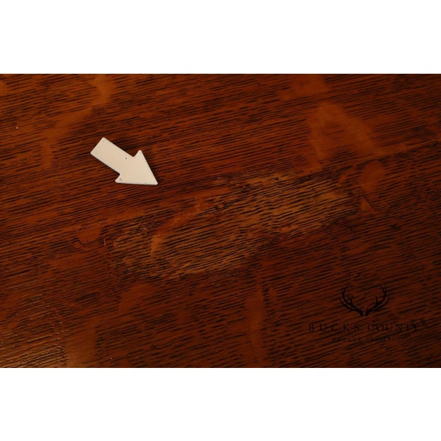Antique 57" Round Oak Pedestal Dining Table With Carved Claw Feet For Sale - Image 12 of 18