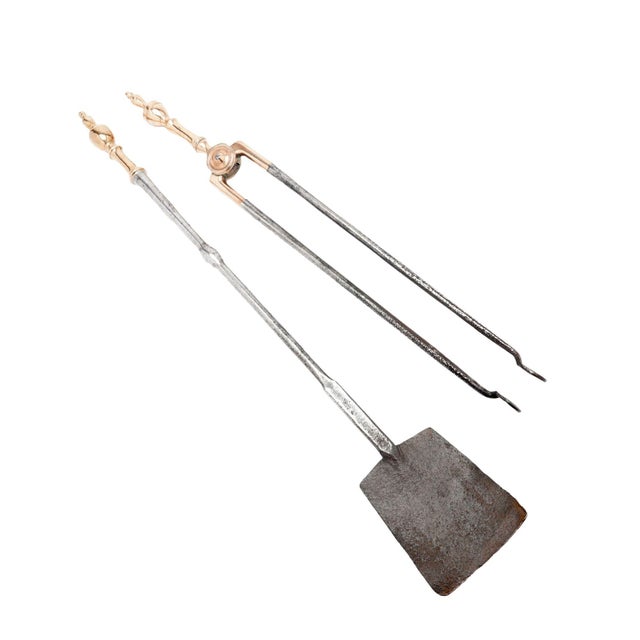 Pair of Philadelphia Bell Metal Andirons With Paired Fire Tools, C. 1790 For Sale - Image 11 of 13