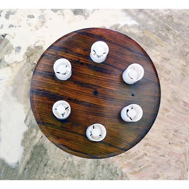 Brown Rosewood &amp; Acrylic Glass Chandelier from Stilux Milano, 1960s For Sale - Image 8 of 10