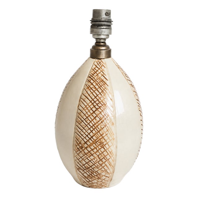 French Art Deco Glazed Ceramic Table Lamp by Nildes, 1930s For Sale