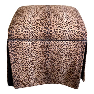 Baker Heritage Furniture Leopard Print Skirted Parsons Stool For Sale