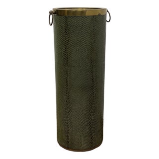 Faux Green Lizard Skin Umbrella Stand For Sale