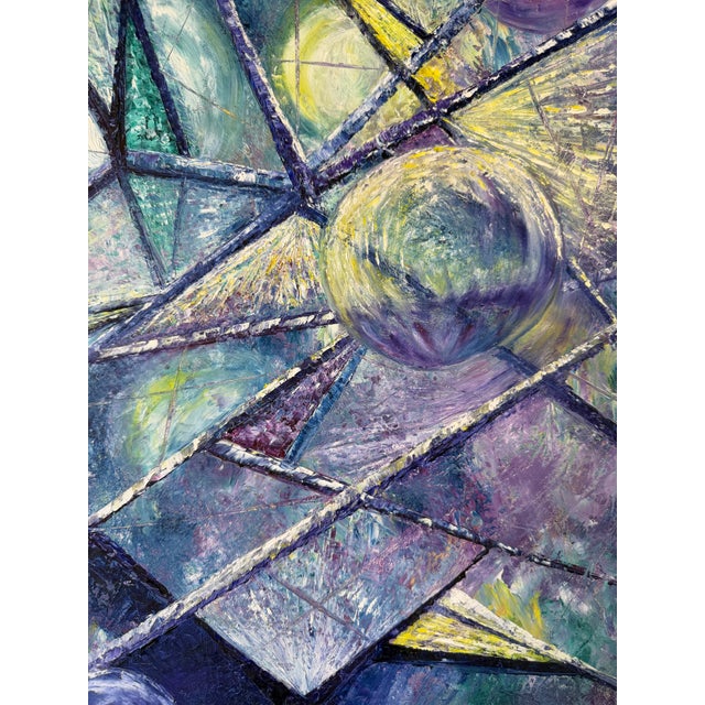 Vintage Noney Coleman "Escape" Geometric Abstract Oil on Canvas – Framed For Sale - Image 4 of 12