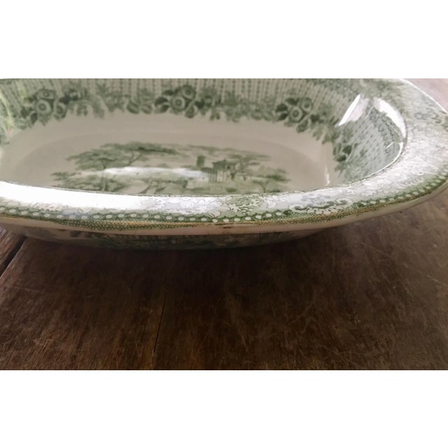 Timeless Ridgway transferware serving dish featuring the Grecian "Parthenon" scene in a rare, hard-to-find, lush green....