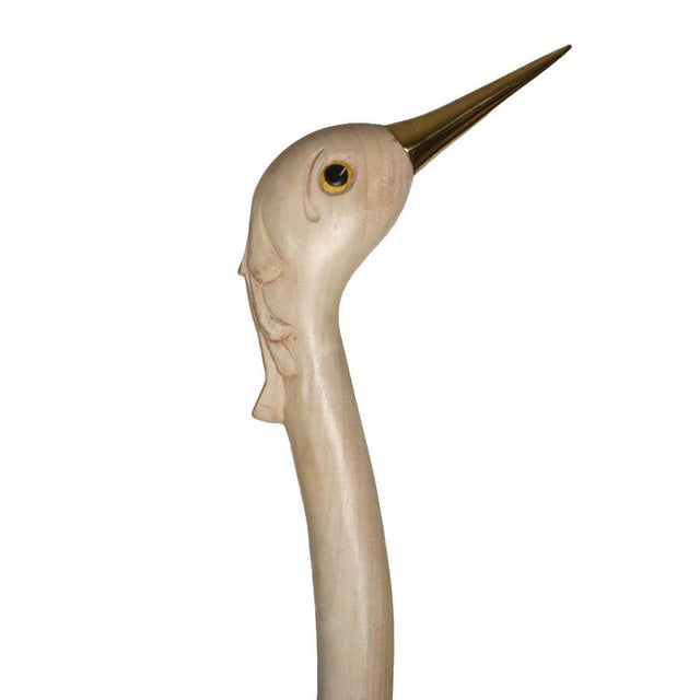 Wood Late 20th Century Pair of Oversized Hand‑Carved Wooden Crane Sculptures – Monumental Decorative Figures For Sale - Image 7 of 7