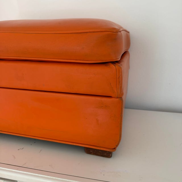 Vintage Orange Vinyl Storage Ottoman, Rectangular For Sale In New York - Image 6 of 12