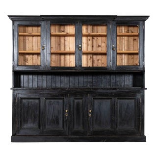 Large 19th Century English Ebonised Pine Butlers Pantry Cabinet, 1890 For Sale