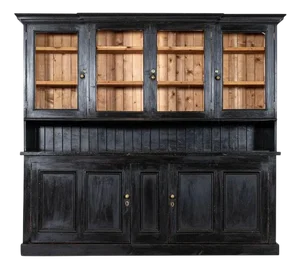 Large 19th Century English Ebonised Pine Butlers Pantry Cabinet, 1890