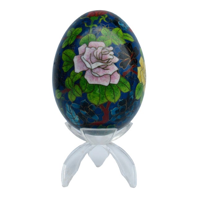 Vintage C.1970's Chinoiserie Cloisonne Egg For Sale
