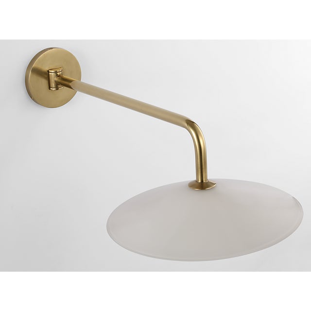 Amber Lewis for Visual Comfort Signature Ponce 9" Articulating Sconce in Hand-Rubbed Antique Brass with Milk White Glass Shade For Sale - Image 9 of 12