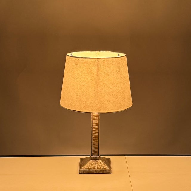 Art Deco 1930s Small French Art Deco Wrought Iron Lamp by Henri Fournet For Sale - Image 3 of 9