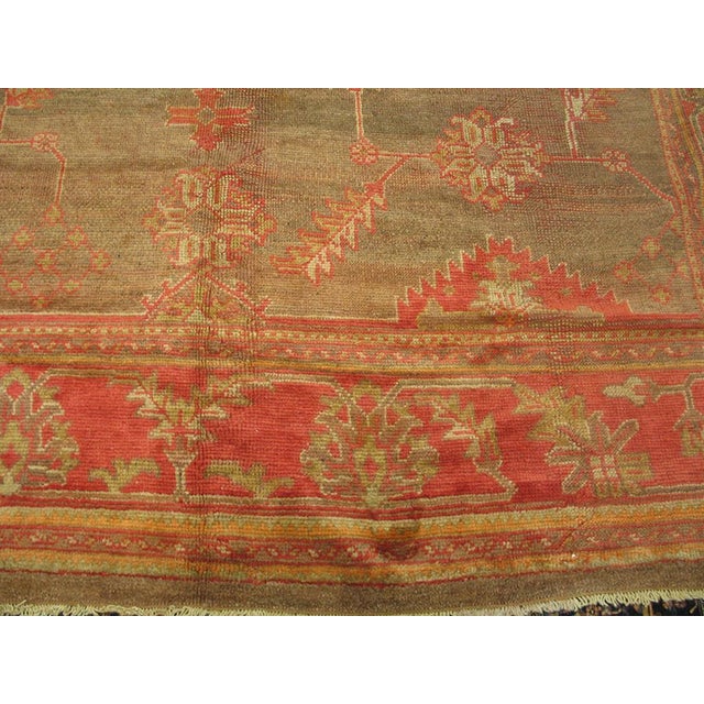 Traditional Extraordinary Turkish Oushak Decorative Taupe Field With Occasional Abrash Rigorous Design For Sale - Image 3 of 7