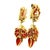 1960s Italian Sardinian Coral 18k Gold Floral Drop Earrings, Pair For Sale In Miami - Image 6 of 10