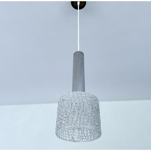 Silver Vintage Glass Pendant Lights from Kalmar, 1970s, Set of 3 For Sale - Image 8 of 16
