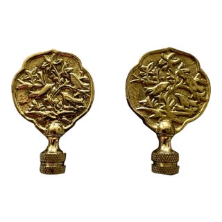 Brass Chinoiserie Lamp Finials a Pair For Sale
