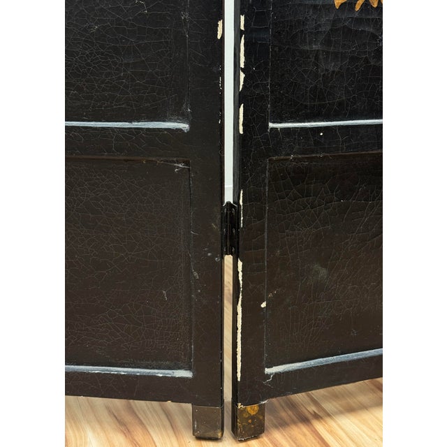 Antique Early 20th Century Chinese Hand-Painted Coromandel Gilded Screen For Sale - Image 15 of 17