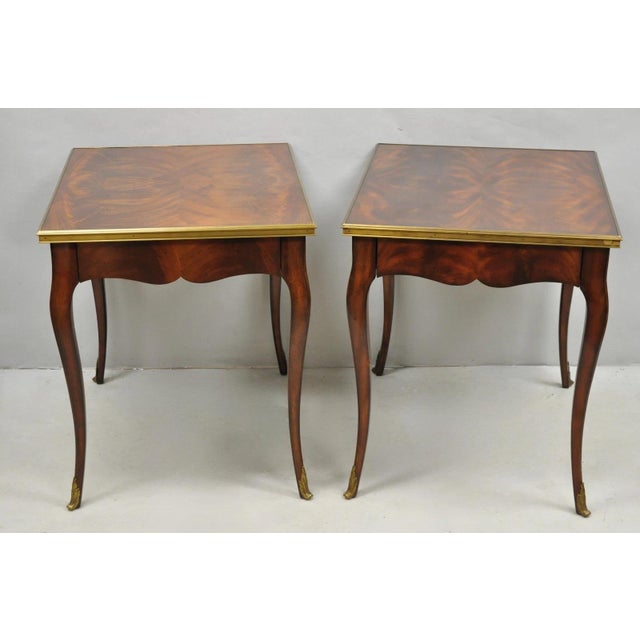 Ralph Lauren Noble Estate French Louis XV Style Mahogany One Drawer End Tables - a Pair. Item features bronze/brass...