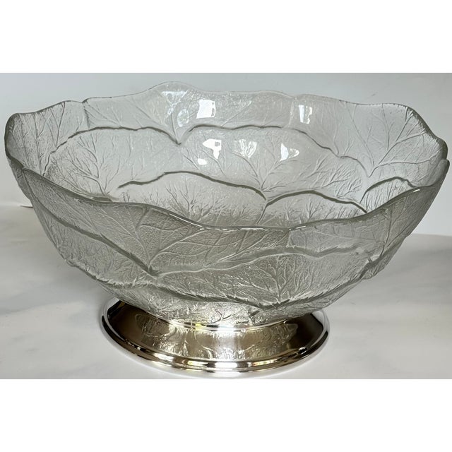 Vintage Clear Cabbage Ware Salad Bowl With Silver Plated Plinth For Sale - Image 9 of 12