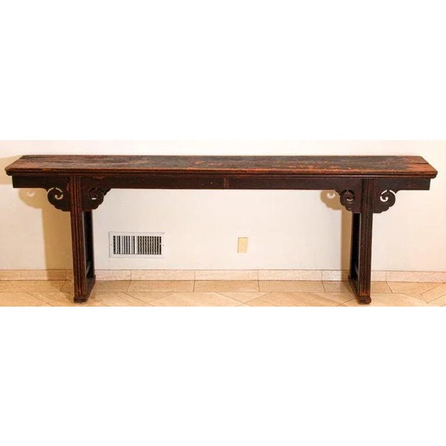 An exceptional monumental 19th-century Chinese Qing Dynasty altar console table from Shanxi Province, China, masterfully...