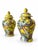 Chinoiserie Mid 20th Century Pair of Nippon-Marked Yellow Bird and Floral Porcelain Ginger Jars For Sale - Image 3 of 9