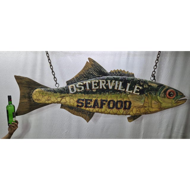 Six Foot "Osterville Seafood" Trade Sign For Sale In Boston - Image 6 of 12
