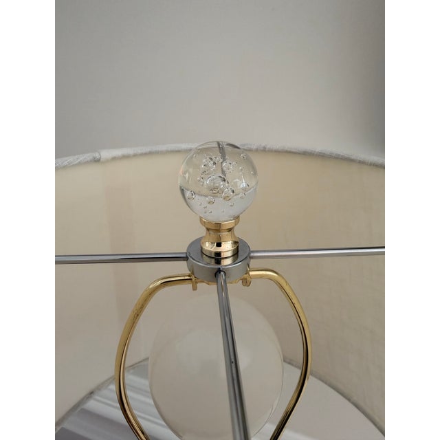 Late 20th Century Jonathan Y Glass Triple Globe Table Lamp With Linen Drum Shade For Sale In Charleston - Image 6 of 10