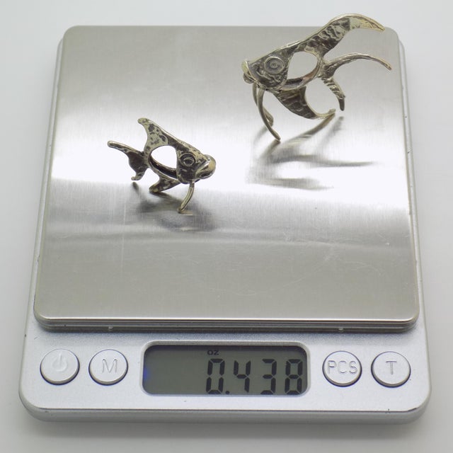 Vintage Italian Handmade Genuine Silver Two Tropical Fishes Miniatures Figurines, 1970s, Set of 2 For Sale - Image 10 of 12