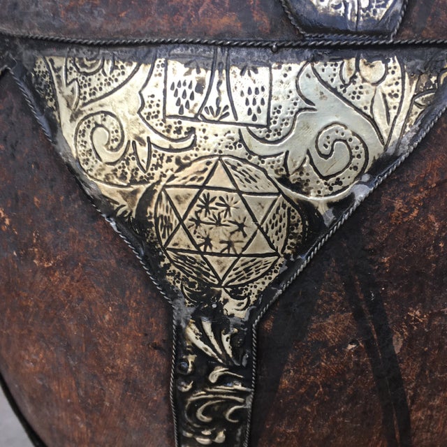 Incised Metal and Clay Hand - Made Moroccan Double - Handle Urn For Sale In Miami - Image 6 of 13