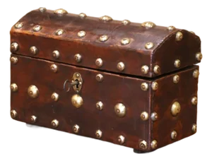 18th Century Spanish Leather and Brass Nailhead Domed Trunk With Original Key