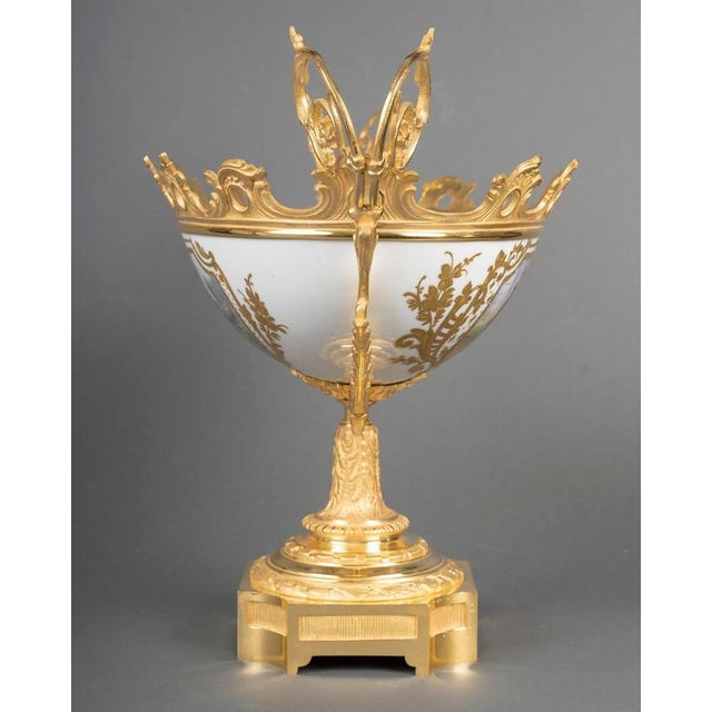 Metal Painted Porcelain and Gilt Bronze Bowl For Sale - Image 7 of 11