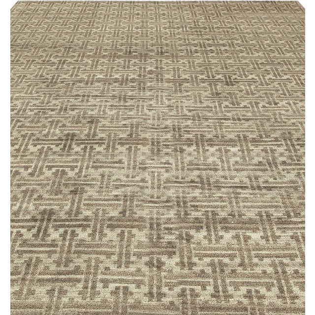 Modern Modern Terra Beige and Brown Hand-Knotted Wool Rug by Doris Leslie Blau For Sale - Image 3 of 5