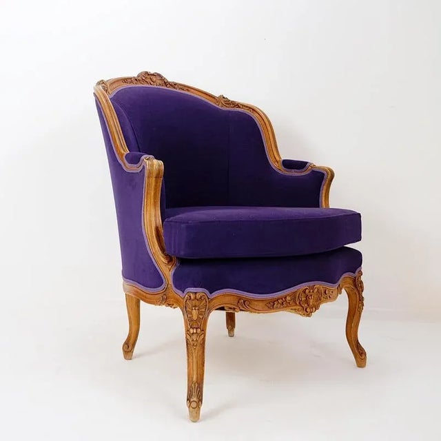 French Bergere Armchair in Velvet For Sale - Image 9 of 13