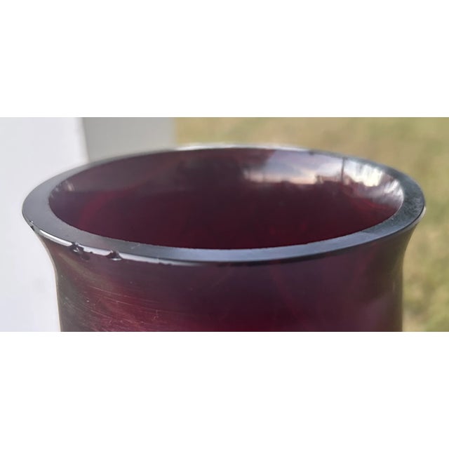 Circa 1900 Bohemian Josef Rindskopf Art Nouveau Iridescent Ruby Red Glass Striated Twist Vase For Sale - Image 10 of 11